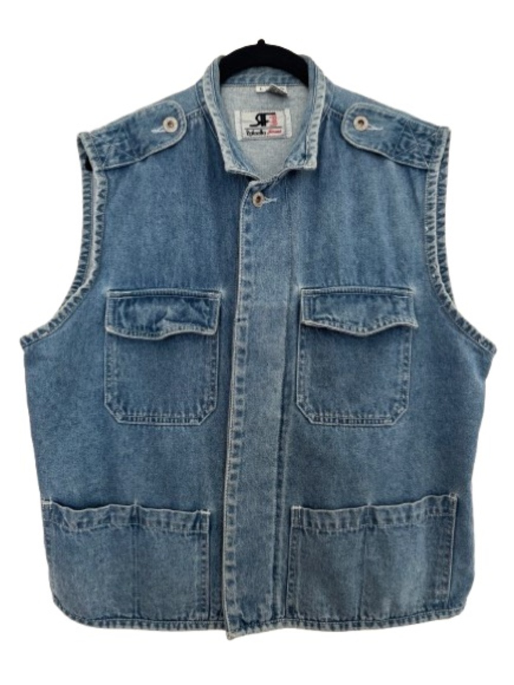 Vintage Rafaella Jeans Blue Denim Vest Sleeveless Cotton Utility